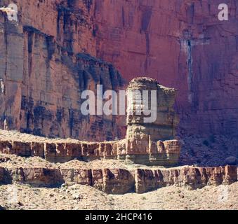 Affioramento di Bright Angel Shale a Buckhorn Canyon al miglio 117 del Grand Canyon. Foto Stock