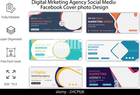 Copertina di social media Photo Banner Design per Digital Marketing Agency Illustrazione Vettoriale