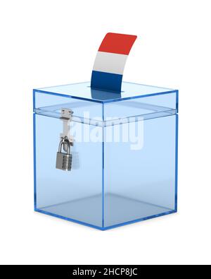 Votare in Francia su sfondo bianco. Illustrazione 3D isolata Foto Stock