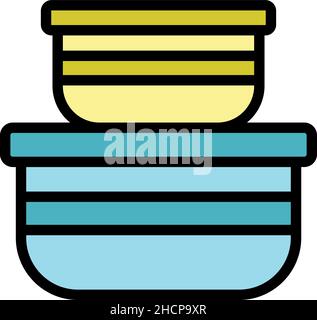 Icona del contenitore di materiale ecologico. Contorno eco materiale contenitore vettore icona colore piatto isolato Illustrazione Vettoriale