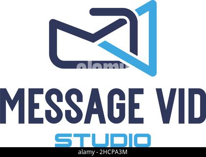 Modern Simple MESSAGE VID STUDIO invia logo design Illustrazione Vettoriale