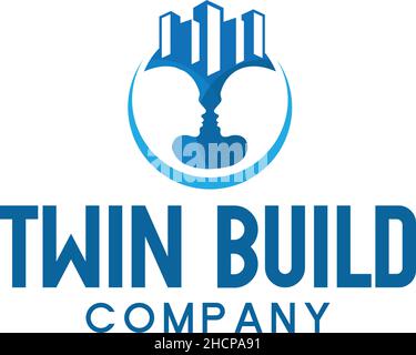 Design moderno TWIN BUILD COMPANY con logo interno Illustrazione Vettoriale