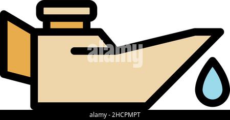 Icona olio motore cruscotto auto. Profilo auto cruscotto motore vettore olio icona colore piatto isolato Illustrazione Vettoriale