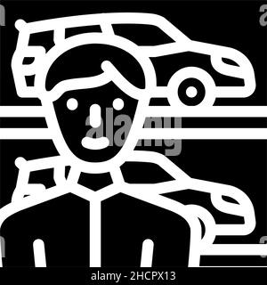 immagine vettoriale icona glyph del venditore di automobili Illustrazione Vettoriale