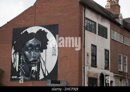 Street Art su Broad Street, Nottingham di Mimm nel Regno Unito Foto Stock