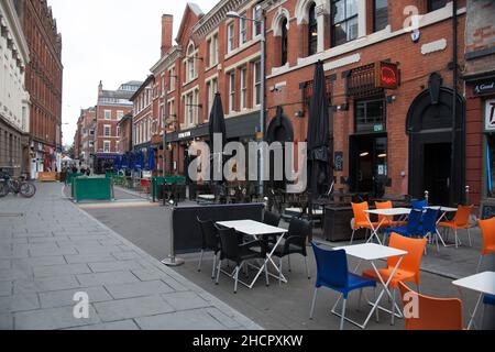 Ristoranti su Broad Street a Nottingham nel Regno Unito Foto Stock