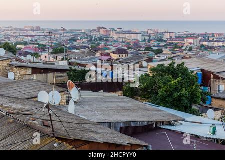 Skyline di Derbent nella Repubblica di Dagestan, Russia Foto Stock