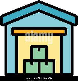 Icona di noleggio archiviazione. Contorno memoria affitto vettore icona colore piatto isolato Illustrazione Vettoriale