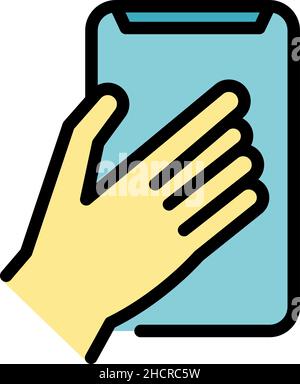 Icona grande dello smartphone. Contorno grande icona vettoriale smartphone colore piatto isolato Illustrazione Vettoriale