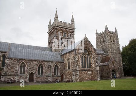 La Chiesa del Minster di St Cuthburga a Wimborne, Dorset nel Regno Unito Foto Stock