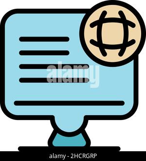 Icona di funzionamento schermo. Icona vettoriale di lavoro della schermata di contorno, colore piatto isolato Illustrazione Vettoriale