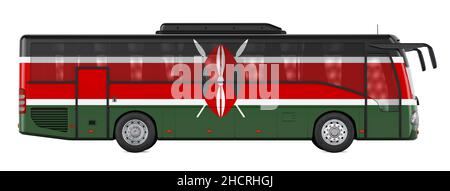 Viaggio in autobus in Kenya, tour in autobus in Kenya, Concept. 3D rendering isolato su sfondo bianco Foto Stock