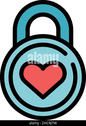Icona del lucchetto di autostima. Contorno self-esteem padlock vettore icona colore piatto isolato Illustrazione Vettoriale