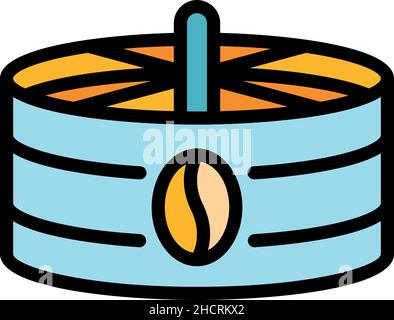 Icona del contenitore del caffè. Contorno del contenitore del caffè vettore icona colore piatto isolato Illustrazione Vettoriale