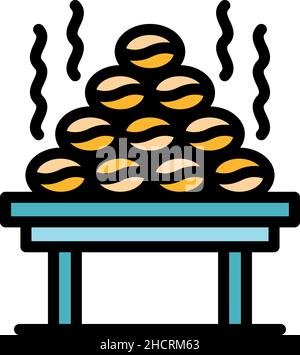 Icona del caffè secco. Contorno secco processo caffè vettore icona colore piatto isolato Illustrazione Vettoriale