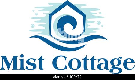 Design minimalista semplice MIST COTTAGE logo design Illustrazione Vettoriale
