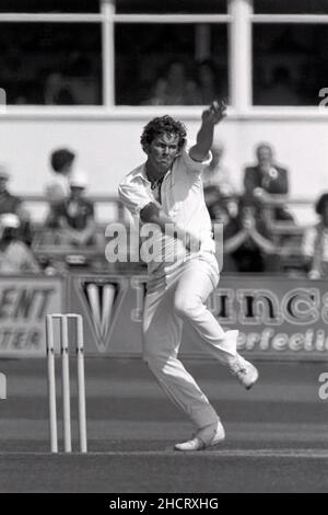 Lance Cairns (NZ) bowling, Worcestershire / New Zealand Tour Match, New Road, Worcester, Inghilterra 19-21 ago 1978 Foto Stock