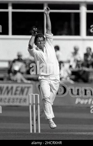 Lance Cairns (NZ) bowling, Worcestershire / New Zealand Tour Match, New Road, Worcester, Inghilterra 19-21 ago 1978 Foto Stock