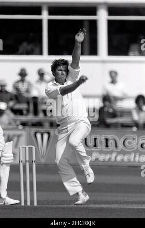 Lance Cairns (NZ) bowling, Worcestershire / New Zealand Tour Match, New Road, Worcester, Inghilterra 19-21 ago 1978 Foto Stock