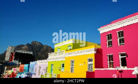 Paesaggio con case colorate a Bo Kaap Città del Capo Foto Stock