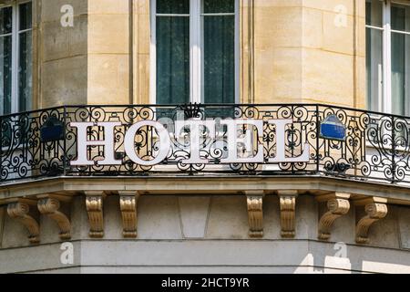 Hotel segno sulla parete Foto Stock