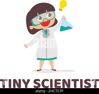 Moderno colorato MINUSCOLO SCIENZIATO sano logo design Illustrazione Vettoriale