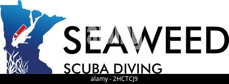 Design moderno e colorato con logo PER IMMERSIONI SUBACQUEE IN ALGHE MARINE Illustrazione Vettoriale