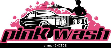 Design moderno piatto colorato ROSA WASH car logo Illustrazione Vettoriale