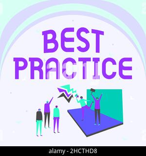 Testo che mostra la Best practice dell'ispirazione. Word for Selective Focus idee comprovate per il successo e un'illustrazione efficace della coppia sul palcoscenico Foto Stock