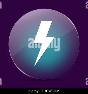 Fulmine bullone moonlight vetro rotondo pulsante astratto su uno sfondo viola scuro astratto Foto Stock