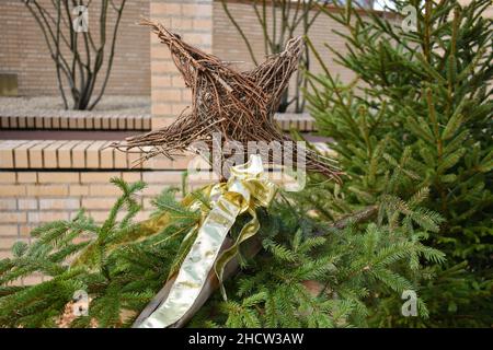 Vaduz, Liechtenstein, 6 dicembre 2021 bella presentazione deco di natale nel centro della città Foto Stock