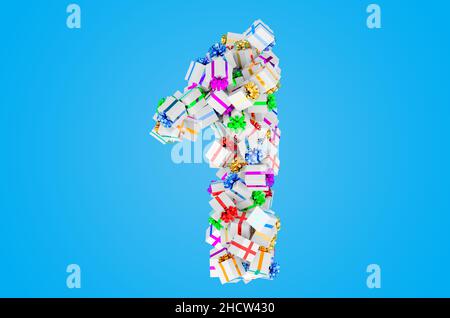 Numero 1, da confezioni regalo, 3D rendering isolato su sfondo blu Foto Stock