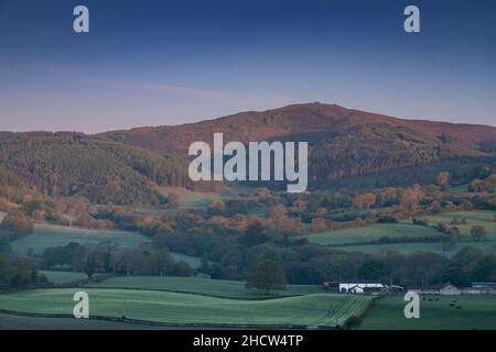 Moel Famau montagna nella catena montuosa Clwydian, Galles del Nord Foto Stock