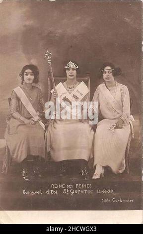 Reine des Reines du Carnaval d'été de Saint-Quentin 1922. Foto Stock