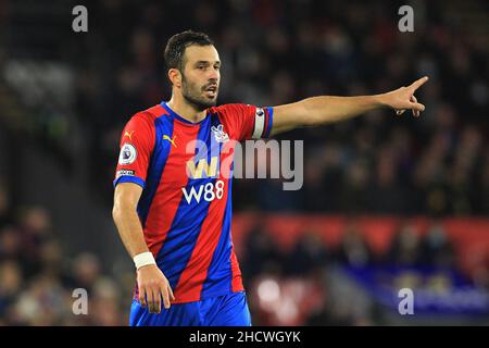 Londra, Regno Unito. 01st Jan 2022. Luka Milivojevic del Palazzo di Cristallo in azione durante il gioco. Premier League match, Crystal Palace / West Ham United allo stadio Selhurst Park di Londra il giorno di Capodanno, sabato 1st gennaio 2022. Questa immagine può essere utilizzata solo per scopi editoriali. Solo per uso editoriale, licenza richiesta per uso commerciale. Nessun uso in scommesse, giochi o un singolo club/campionato/player pubblicazioni. pic di Steffan Bowen/Andrew Orchard sport fotografia/Alamy Live news credito: Andrew Orchard sport fotografia/Alamy Live News Foto Stock