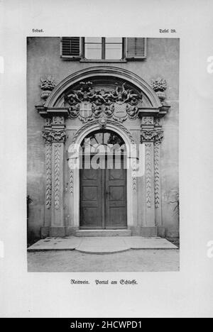 Reitwein Portal am Schloss Lebus Tafel 29. Foto Stock