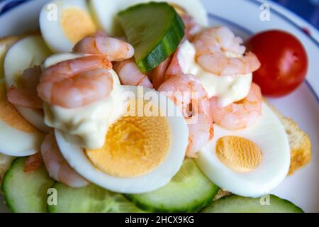 Sandwich scandinavo con gamberi Foto Stock