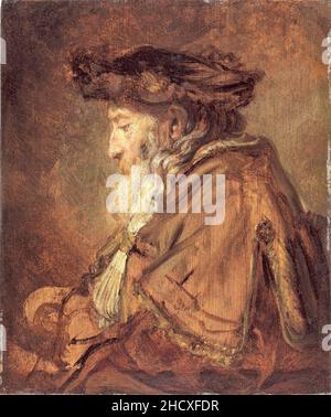 Rembrandt olio schizzo di un vecchio uomo. Foto Stock