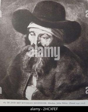 Rembrandt o seguace - Ritratto di un uomo con foulard e cappello a bramino. Foto Stock