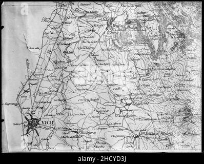 Reproducció d'un fragment d'un mapa de Vic a la comarca d'Osona Foto Stock