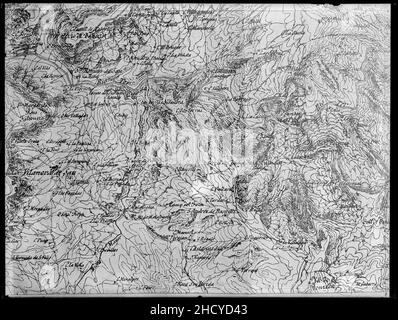 Reproducció d'un fragment d'un mapa de Vilanova de Sau a la comarca d'Osona Foto Stock