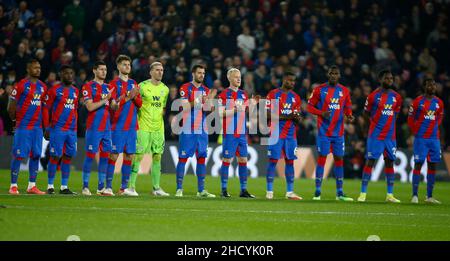 Londra, Regno Unito. 01st Feb 2018. LONDRA, Regno Unito, GENNAIO 01:i giocatori di Crystal Palace durante la Premier League tra Crystal Palace e West Ham united al Selhurst Park Stadium, Londra il 01st Gennaio 2022 Credit: Action Foto Sport/Alamy Live News Foto Stock