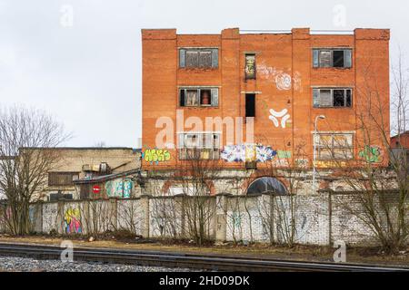 Vecchia area industriale di Telliskivi a Tallinn, Estonia Foto Stock