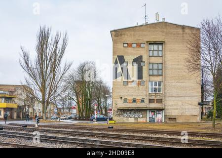 Vecchia area industriale di Telliskivi a Tallinn, Estonia Foto Stock