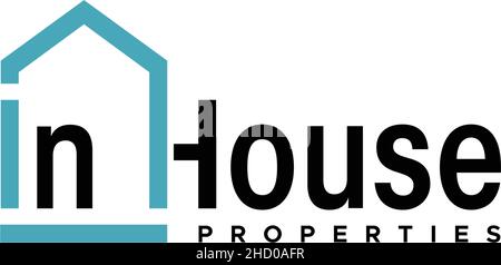 Lettera piatta marchio IN CASA PROPRIETÀ logo design Illustrazione Vettoriale