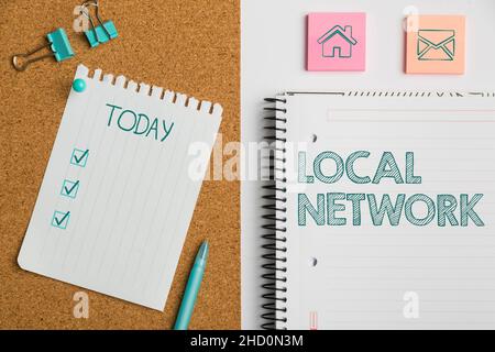 Didascalia concettuale rete locale. Business Approach Intranet LAN radio Waves DSL Boradband Switch Connection flashy School Office Supplies, Teaching Foto Stock