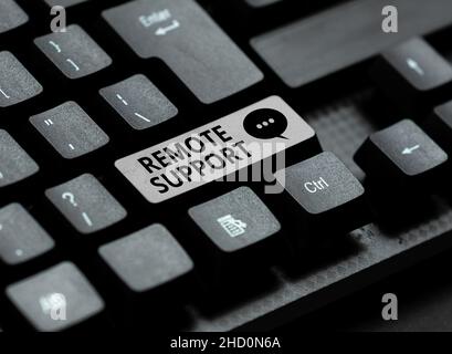 Scrittura visualizzazione testo supporto remoto. Parola per tipo di servizio sicuro, che permette ai rappresentanti di aiutare a convertire le note scritte in digitale Foto Stock