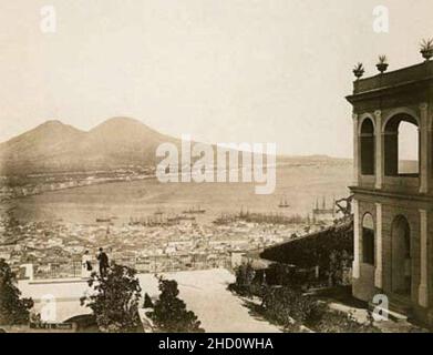 Rive, Roberto (18..-1889) - n. 11 - Panorama di Napoli da Villa tolentino. Foto Stock