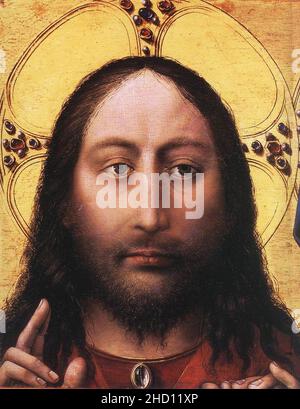 Robert Campin - Benedizione di Cristo e Vergine in preghiera (dettaglio) Foto Stock