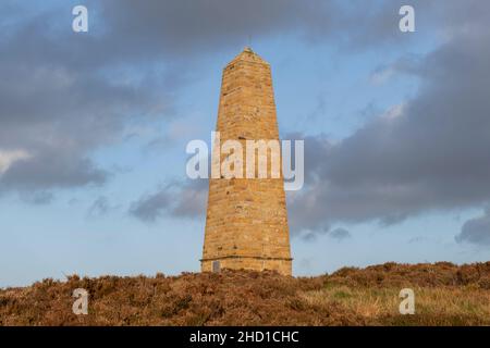 Il monumento Captain Cook sulla Cleveland Way nel North York Moors National Park. Foto Stock